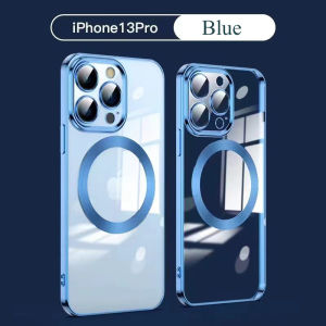 Luxury Magnetic Wireless Charging Transparent Silicone Case For iPhone 17 iPhone16 pro max iPhone17 16 pro iPhone 16plus iPhone15 pro iPhone13 Pro iPhone12 iPhone14 Plus iPhone12 promax 12pro iPhone13pro With Lens Protector Film for Soft TPU Cover