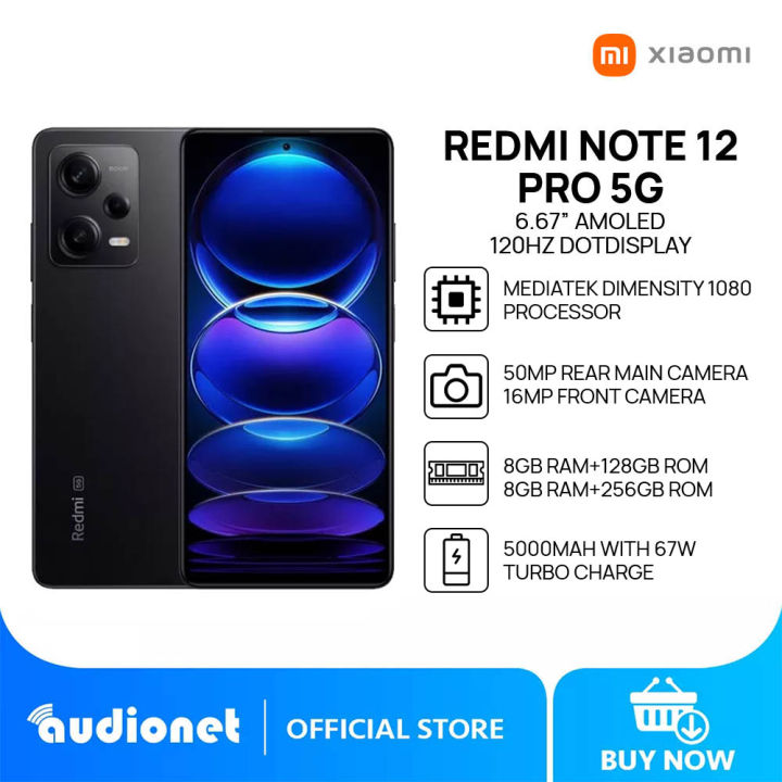 Xiaomi Redmi Note 12 Pro 5G Smartphone, 8GB+128GB/8GB+256GB, MediaTek  Dimensity 1080, 6.67” AMOLED 120Hz Display, 50MP Main Camera, 5000mAh