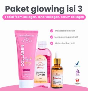 701 Special Bundle 3in1 Paket Lengkap Glowing Collagen ( Free Jaring Sabun Facial Foam Toner Serum ) BPOM