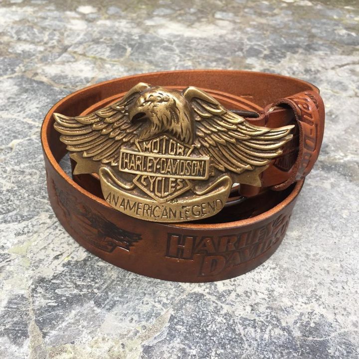 Sabuk Pria Kulit Harley Davidson Elang Ikat Pinggang Pria Kulit