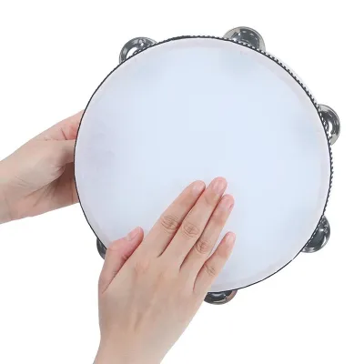 Perkusi Wooden Tambourine 6/8 Inch Metal Hand Rebana Party Portable Jingles Musical Performance