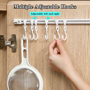 Multifunction Kitchen Storage Hook Self Adhesive Track Wall Hanging Hook Sliding Cabinet HangerHanger Home Window Organizer