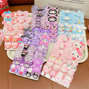 18PCS Sanrio Hello Kitty Sweet Hair Rope Hair Ring Cute Cartoon Kuromi My Melody Hair Bands Lovely Girls Hair Accessories Headwear Hair Tie Headdress