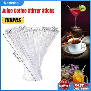 100pcs/pack Clear Coffee Stirrer Rod Cocktail Paddle Drink Bar Stirrers Ball Head Plastic Swizzle Stick