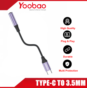 Yoobao Type-C to 3.5mm Audio Adapter Cable Plug & Play HiFi Sound Compatible for Type-C Devices