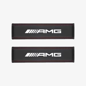 2Pcs Mercedes AMG Universal Car Safety Seat Belt Cover Leather Safety Belts Shoulder Protection For Mercedes Benz EQE EQC W207 W211 W205 W212 W204 W220 W206 W124 W213 W218 W222