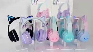 Tai Nghe Mèo Bluetooth Không Dây Tai Nghe Chụp Tai Dễ Thương Tích Hợp Mic Và Đèn LED RGB