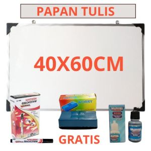 Paket Super Lengkap Whiteboard Papan Tebal 40 x 60 CM Free Spidol + Refill (Tinta) + Penghapus