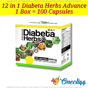 Diabeta Herbs Advance Capsule l 12 in 1 l Reduce High Blood Sugar l Lowers Cholesterol l Natural Organic l 1Box 100Caps