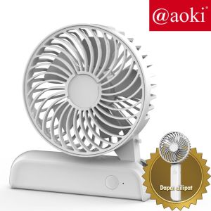 Aoki AF808Y Kipas Angin Mini Portable Rechargable Lipat BONUS Kabel Charger