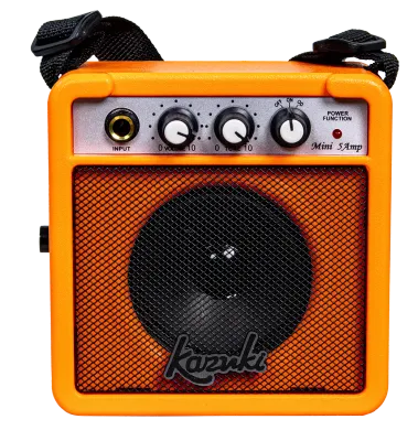 Kazuki MINI5 แอมป์กีต้าร์ไฟฟ้า 5 วัตต์ ปรับได้ 10 ระดับ แอมป์พกพา ต่อหูฟังได้ มาพร้อมสายสะพายปรับระดับ