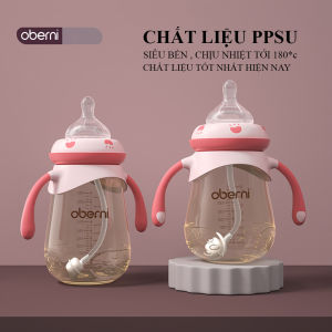 Bình sữa chống sặc Oberni- nhựa PPSU 240ml - 300ml công nghệ van 1 chiều và quả cầu trọng lực an toàn tuyệt đối với trẻ