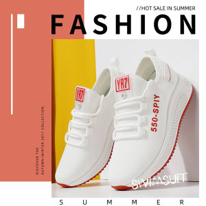 Tsion รองเท้าผ้าใบแฟชั่น สายผูกเชือก ทรงสปอร์ต ปักลายฟอร์ตัวเลขกับอักษรด้านข้าง ตัวรองเท้าสีพื้นสลับสี มีให้เลือก 3 สี