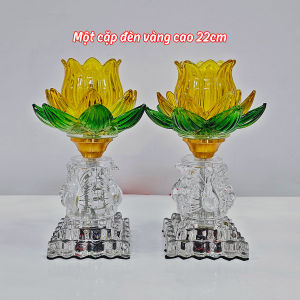 Đèn Bàn Thờ Hoa Sen Thủy Tinh Cao Cấp Có Led Siêu Sáng CHÂN THIỆN MỸ Đồ Thờ Cúng Trang Trí Bàn Thờ Gia Tiên Bàn Phật