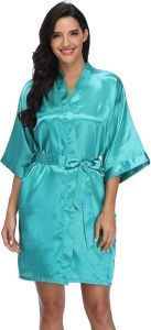 Womens Pure Silk Short Robe Bridesmaid Bride Party Satin Nightgown Sleepwear