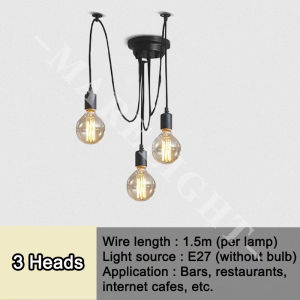 Retro Chandelier Ceiling Lights E27 DIY Rope Pendant Lamp 1.5m Adjustable Spider Hang Light Bar Counter Coffee Living Room Bedroom Light MARELIGHT