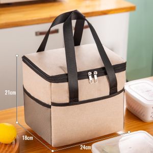 Tas Makan Siang Kotak Makan Siang Tas Isolasi Kotak Makan Siang Tas Tangan Aluminium Foil Tebal Dan Tahan Air Dengan Pegangan