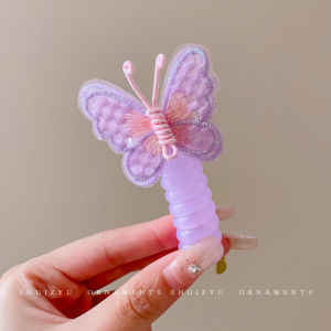 Butterfly Telephone Coil Hair Tie Ponytail Hair Rope Fashion Scrunchies Butterfly Braided Telephone Cord Hair Ring