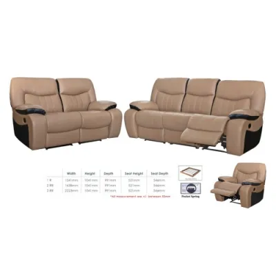 (FurnitureSG) 1/2/3 Seater Recliner Sofa Set SFL1320 (PVC/PU/Half Leather/Pet Friendly Fabric)