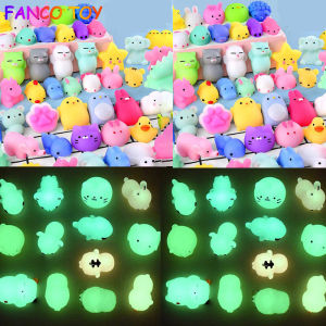 Glow in the dark 30Pcs Kawaii Pop It Fidget Toy Cute Mini Slow Rising Squeeze Ball Cell Soft Squishy Sticky Animals Healing Anti-stress Toy Stress Reliever Decor Toys