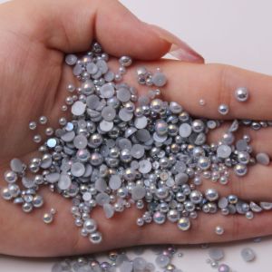Flat Back Half Round ABS Imitation Pearls AB Shiny Rhinestone Pearl Beads for Nail Art Phone Case DIY Handmade Craft