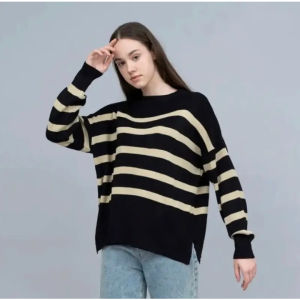 Maudy Sweater Blouse Atasan Rajut Wanita Motif Garis Garis