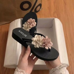 [Free Shipping] New thick-soled womens slippers for outdoor wear summer fashion versatile herringbone wedge platform beach slippers non-slip womens slippers