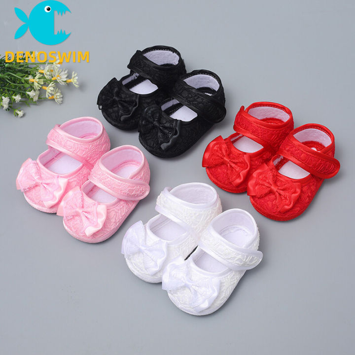 Bows Baby Girl Shoes Big Lace Bowknot Newborn Princess Cotton Shoes  Non-slip Soft Sole Toddler Shoes First Walkers