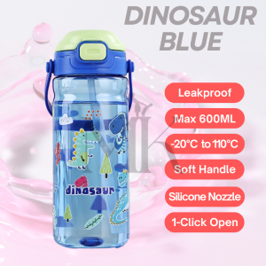 Mums K Kids Straw Water Bottle with Cute Cartoon Colorful Design | Botol Air Kanak kanak