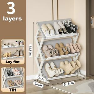 Shoe rack stainless steel Stackable Shoes Organizer Storage For Dormitory Bedroom Organizer Shelf Shoe Storage Rack Movable Free Installation