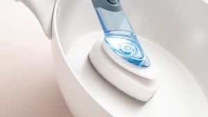 NileHome Dish Brush with Soap Dispenser Dish Scrubber with 4 Replaceable Heads Kitchen Dish Scrub Brush with Stainless Steel Handle Dish Cleaning Brush Dish Wand for Dishes Pots…