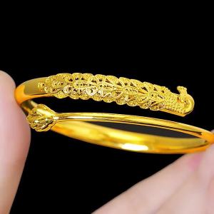 Hot-Selling Ancient Method Sand Gold Peacock Bracelet Push-Pull Womens Pure Silver Bracelet 999 Silver jewelry