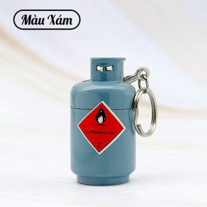 Đồ treo móc khóa hình bình mini 2 màu đỏ - xám kim loại siêu cute