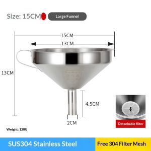 Rosy Recess Stainless Steel Wine Funnel with Handle for Pouring Oil and Alcohol Food Grade 304 Material Modern Design