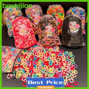 bashijian 100PCS Colorful Basic Nylon Ealstic Hair Band Kids Girls Ponytail Holder Ties Scrunchie Mini Headwear Rubber Bands Hair Rope