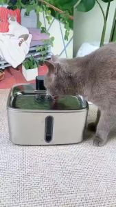 4L Stainless Steel Cat Water Fountain Wireless  4000mAh Battery  Smart Sensing  Quiet Pump