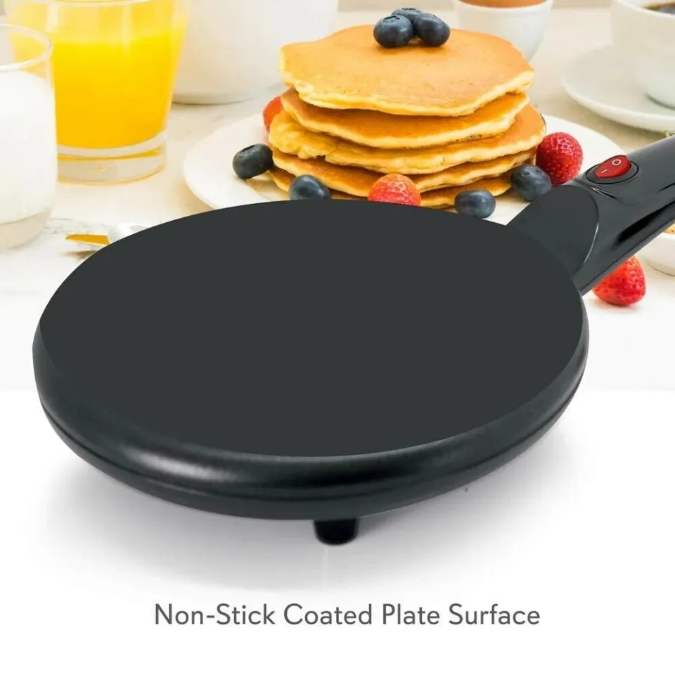 ShoppyFindz Pancake Maker Crepe Maker Non Stick Coating Round Electric Flat  Plate Iron Adjustable Quick & Easy Cooking in Seconds 600W 220V Red Black