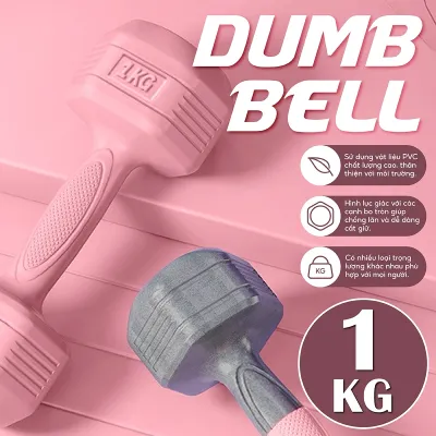 (ĐỦ MÀU) BG -Một cặp tạ tay 1KG cao cấp thép đặc bọc cao su nhám thái lan tập Gym (Tổng 2 kg)