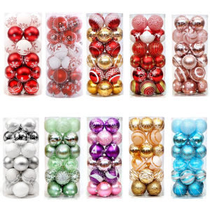 Spot Christmas decorations 6cm24pcsPVC barrel painted Christmas ball set