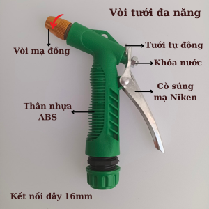 Vòi Tưới Cây Vòi Xịt Rửa Đa Năng Thân Nhựa Dây 16mm Bền Bỉ Nhập Khẩu