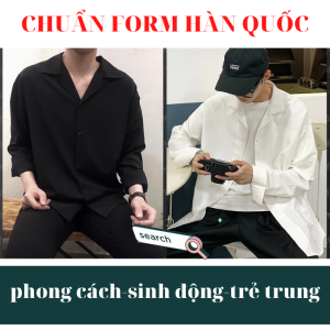 Áo sơ mi form rộng cổ vest tay dài phong cách hàn quốc trẻ trung sinh động vải lụa mềm mịn mát- VRD01