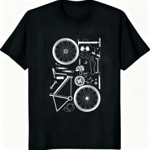 [Local Stock] VCC Bicycle Disassembly Parts Graphic Print Summer Pure Cotton Men Tee Casual Fashion Crew Neck Short Sleeve Mechanical Bike Tees
