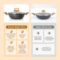 freemir Wajan Panggang Anti Lengket 24cm Casserole Pan Non Stick Serbaguna Tutup Kaca Coating Granit. 