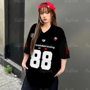Korean Style Neutral Silver T-Shirt Oversized Loose Football T-Shirt Size 88 Bright Silver MenS And WomenS Styles