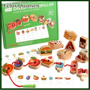Eelux Bằng Gỗ Tham Lam Sâu Bướm Dây Đồ Chơi Trái Cây Và Rau Sâu Bướm Viền Bead Chuỗi Trò Chơi Montessori Tốt Động Cơ Kỹ Năng Trang Trại Đồ Chơi