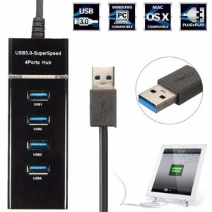 อะแดปเตอร์แยกพอร์ต USB HUB 3.0 5Gbps 4 พอร์ต คุณภาพสูง อุปกรณ์ต่อพ่วงคอมพิวเตอร์ สีดำ
