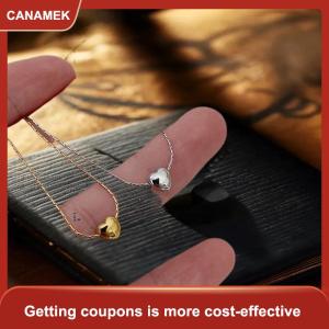 【CANAMEK 】 2 Pieces Set Fashion Mini Cute Heart-shaped Pendant Necklace Earrings For Sweet Girl Non-Fading Titanium Steel Choker Ear Studs