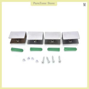 [PureZone] 4pcs 6-12mm Stainless Steel Square Clamp Holder Clip For Shelf Handrail