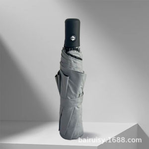 AE8 Fully automatic black vinyl umbrella advertisement logo Vinyl umbrella folding umbrella business gift rain or shine folding umbrella