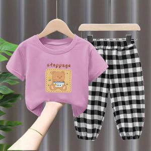 ชุดเซ็ทเด็กเสื้อยืดคอกลม+กางเกงขาวยาว ลายมิกกี้สีเทา-โดเรม่อน เด็กผู้ชาย/ผู้หญิง ลายการ์ตูน 3-10 ขวบ น่ารัก แฟชั่นเสื้อผ้าเด็ก
